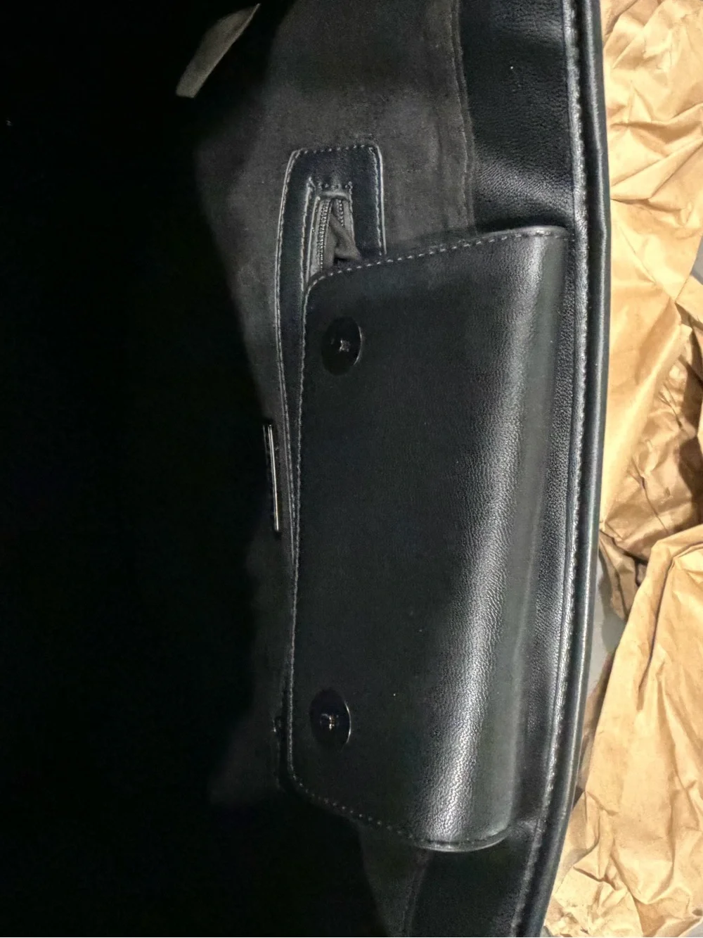 Black Quilted Embossed Logo Tote Bag